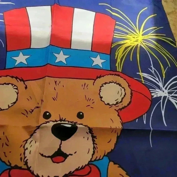 Vintage RARE  Patriotic Teddy Bear 1997 Firework USA Large Flag Independence Day - Picture 7 of 10